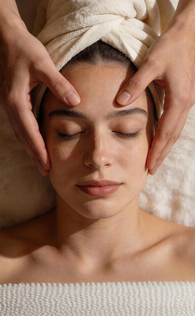 Woman getting a face massage