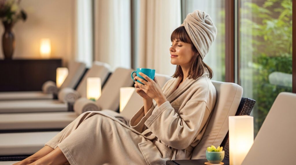 Woman relaxing after a spa session