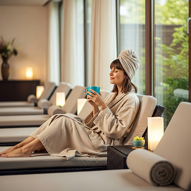 Transformation woman relaxing after a spa treatment