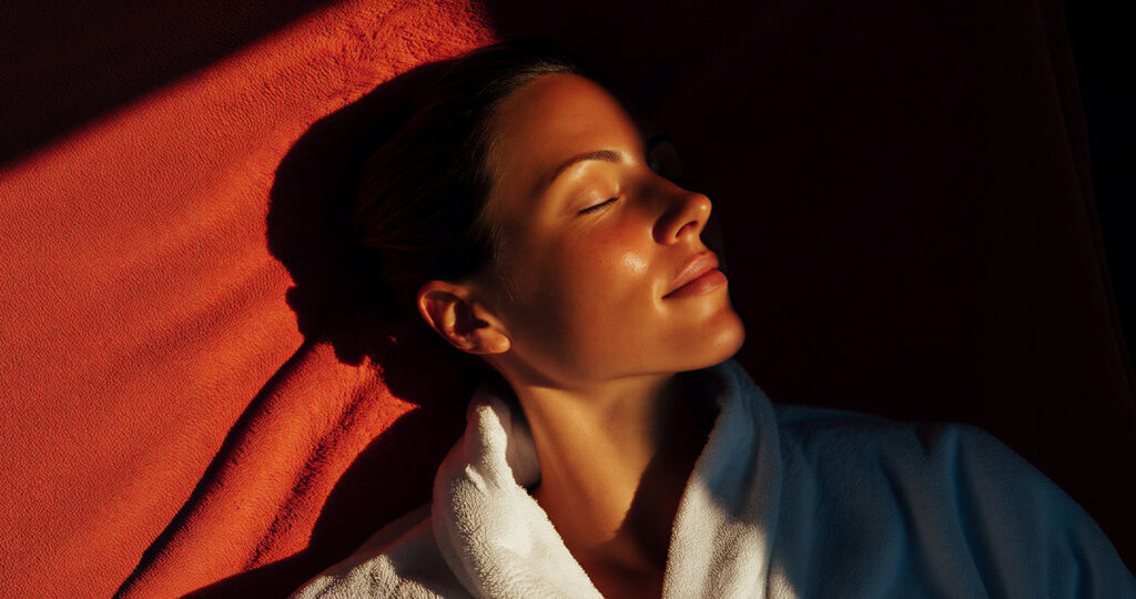 Woman caught in a serene moment