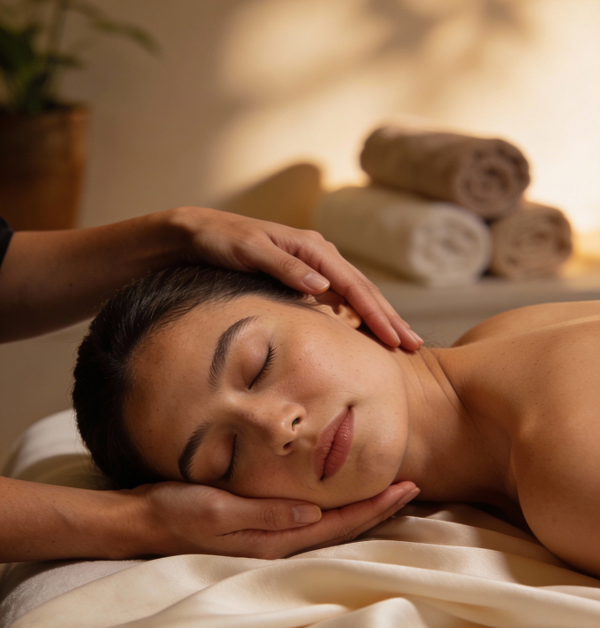 Woman relaxing during spa session
